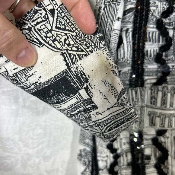 Howard Wolf Vintage Blazer 16 Black White City Scape Sequins Art to Wear Lined - Picture 3 of 16